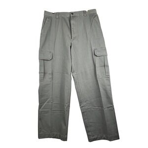 Nautica Men 34x32 Cargo Pants Loose Fit Flat Front Heavy Twill Gray Blue Utility